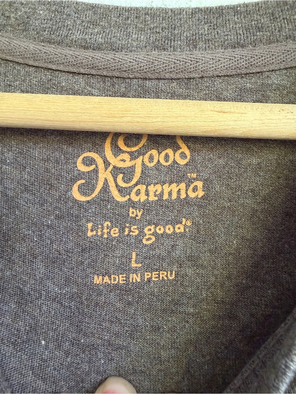 Good Karma by Life is Good - Long Sleeve Brown Graphic Tee - Picture 4 of 7